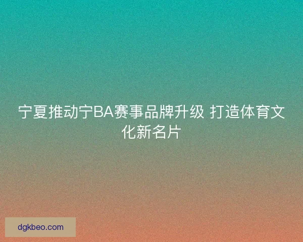 宁夏推动宁BA赛事品牌升级 打造体育文化新名片 宁夏推动宁BA赛事品牌升级 打造体育文化新名片
